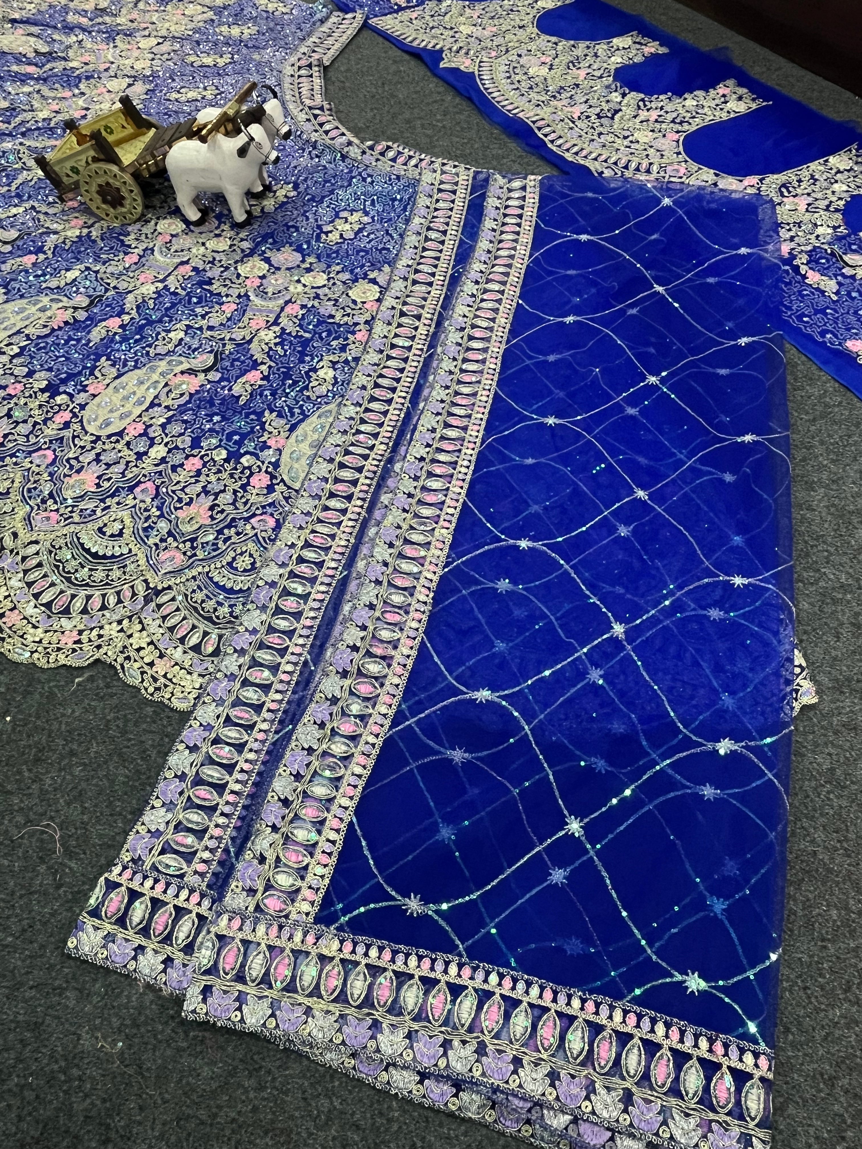 Royal blue colour premium Coding Sequins work and designer lehenga perfect fit for you