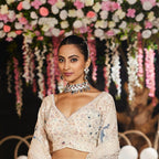 Soft Net Peacock Embroidered Lehenga Choli with Sequins & Floral Work