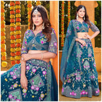 Butterfly Net Lehenga Choli with Sequins Embroidery & Blouse – Semi-Stitched Sider Lehenga