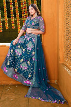 Butterfly Net Lehenga Choli with Sequins Embroidery & Blouse – Semi-Stitched Sider Lehenga