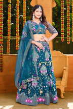 Butterfly Net Lehenga Choli with Sequins Embroidery & Blouse – Semi-Stitched Sider Lehenga