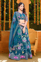 Butterfly Net Lehenga Choli with Sequins Embroidery & Blouse – Semi-Stitched Sider Lehenga