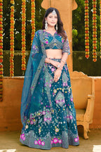 Butterfly Net Lehenga Choli with Sequins Embroidery & Blouse – Semi-Stitched Sider Lehenga