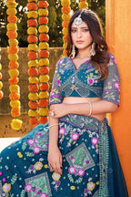 Butterfly Net Lehenga Choli with Sequins Embroidery & Blouse – Semi-Stitched Sider Lehenga