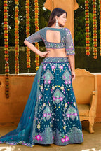 Butterfly Net Lehenga Choli with Sequins Embroidery & Blouse – Semi-Stitched Sider Lehenga