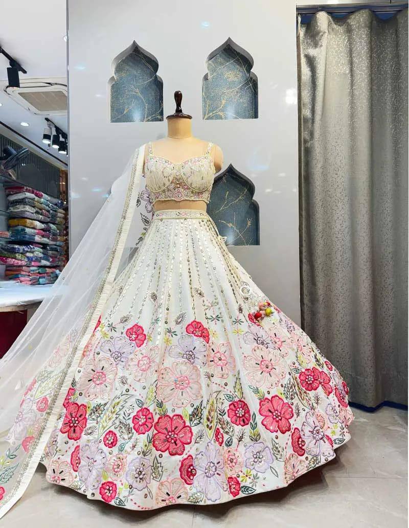Ivory Garden Bloom Embroidered Lehenga Choli