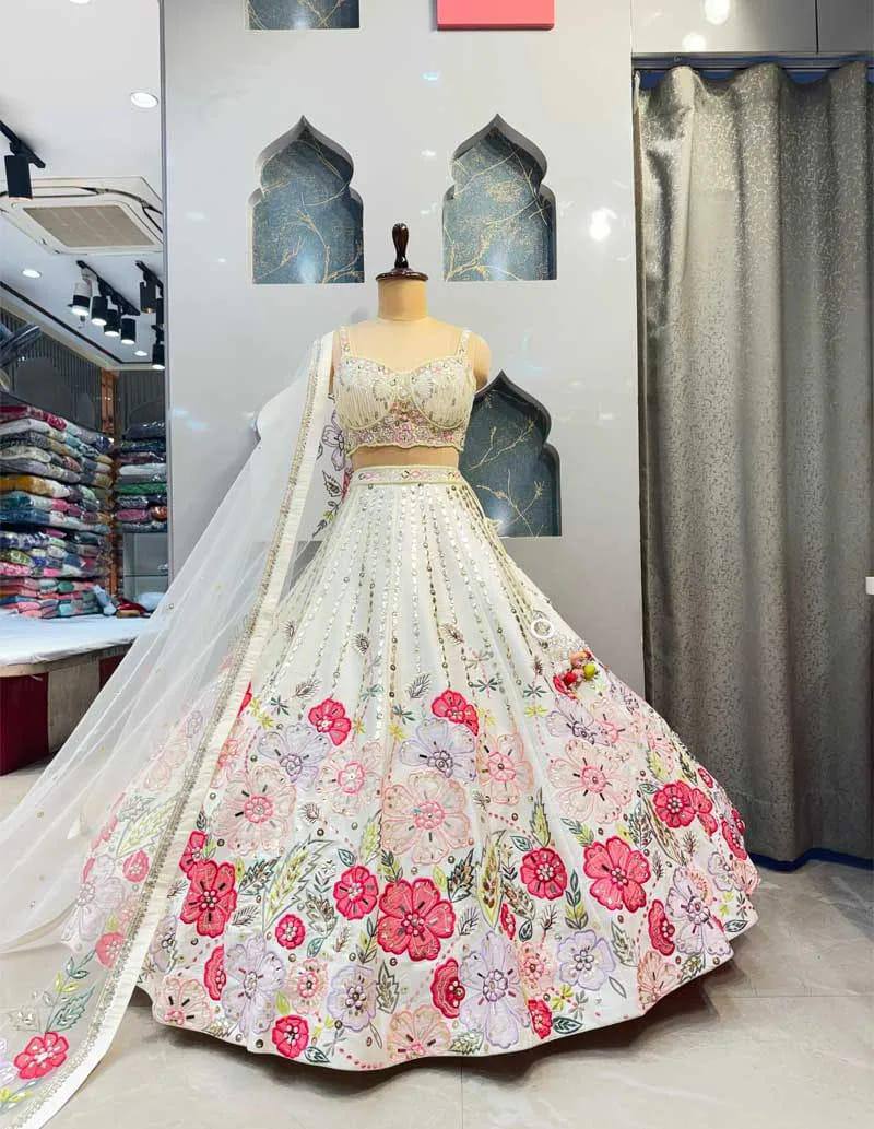 Ivory Garden Bloom Embroidered Lehenga Choli