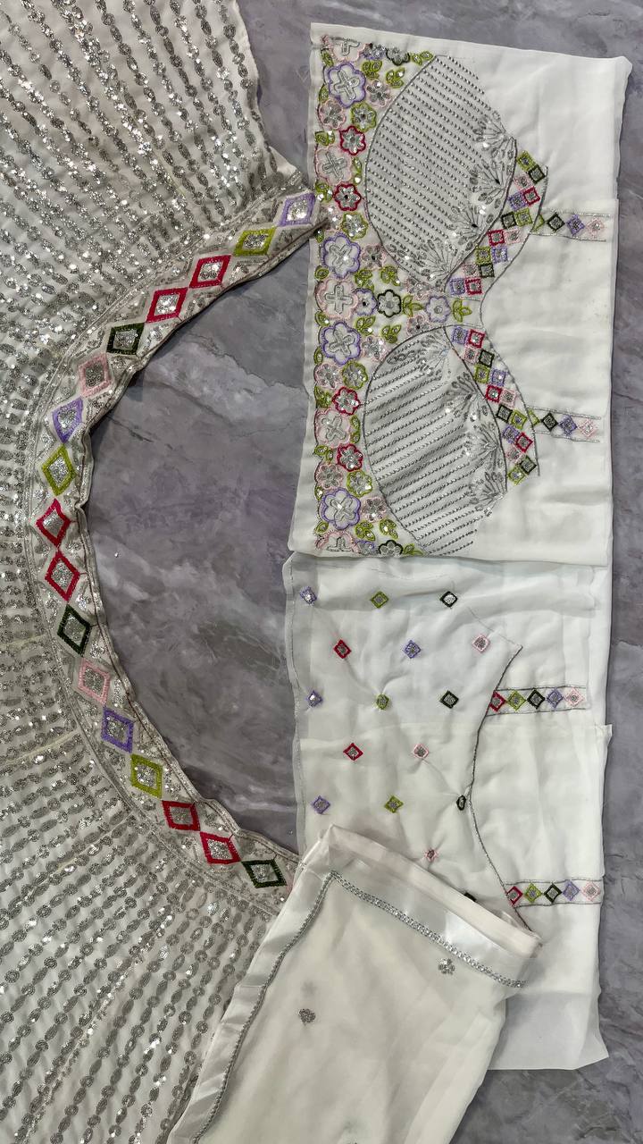 Ivory Garden Bloom Embroidered Lehenga Choli