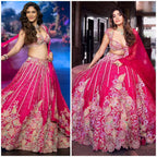 Hot Pink Multicolor Embroidered Fabric with Sequin and Mirror Work