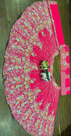 Hot Pink Multicolor Embroidered Fabric with Sequin and Mirror Work