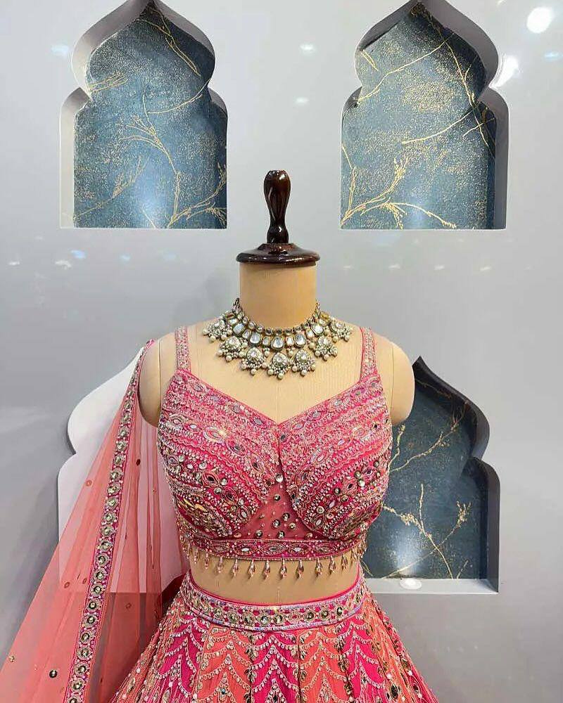 fox georgate lehenga with real mirror work