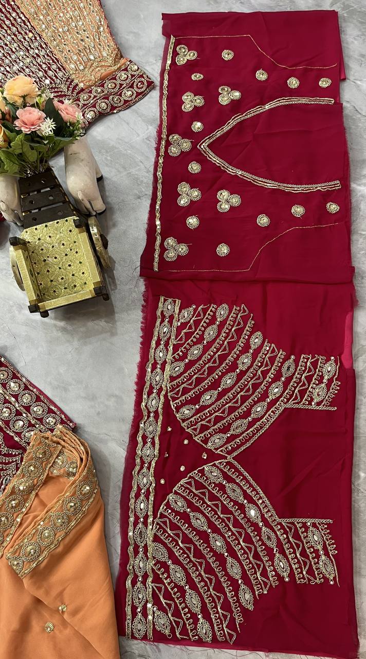 fox georgate lehenga with real mirror work