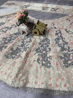 Soft Net Peacock Embroidered Lehenga Choli with Sequins & Floral Work