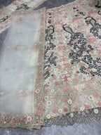 Soft Net Peacock Embroidered Lehenga Choli with Sequins & Floral Work