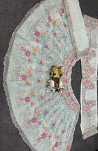 Sky Blue Soft Net Lehenga Choli with Multicolor Floral & Sequins Embroidery