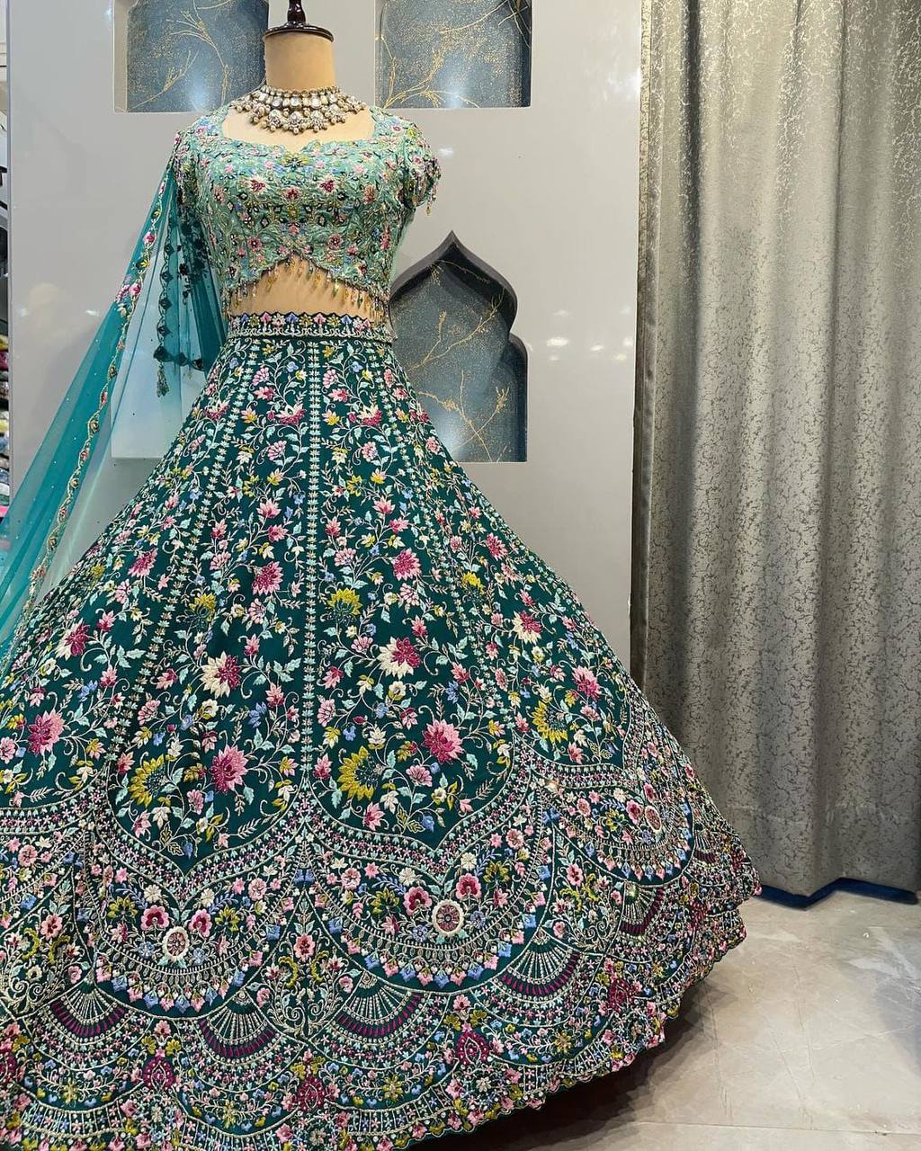 Emerald Royal Garden Embroidered Lehenga Choli