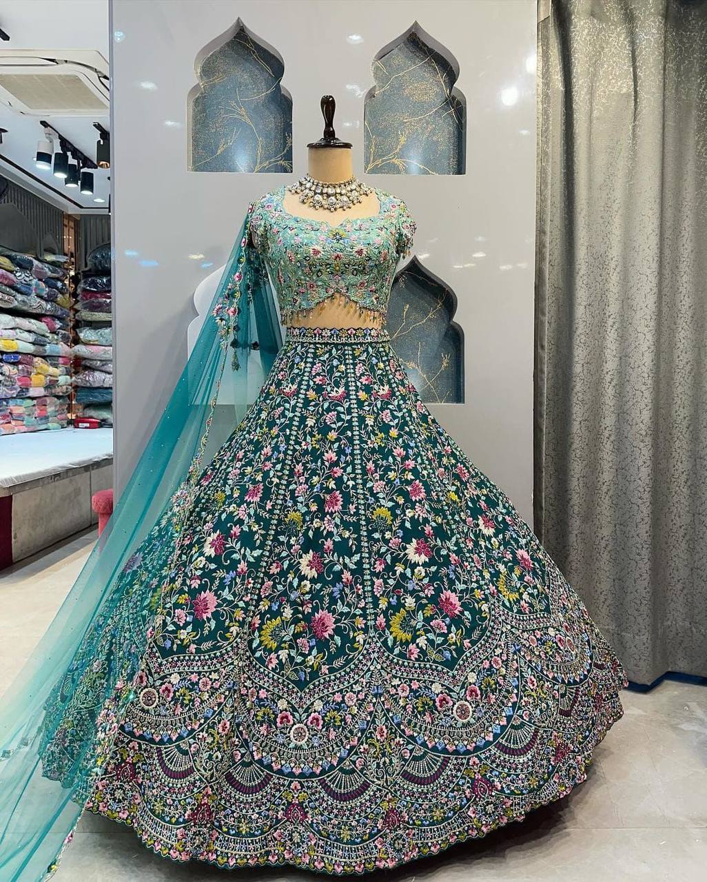 Emerald Royal Garden Embroidered Lehenga Choli