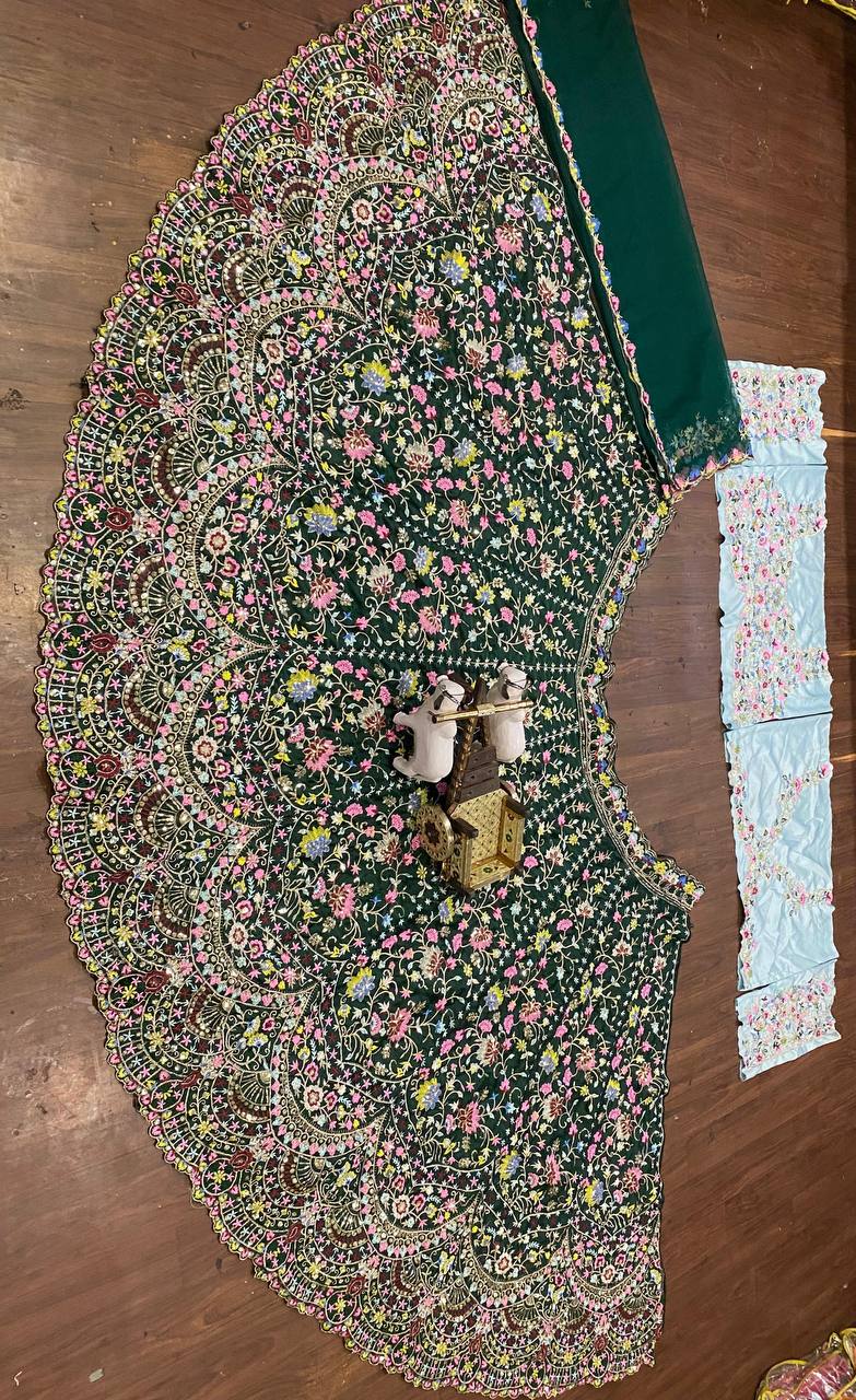 Emerald Royal Garden Embroidered Lehenga Choli