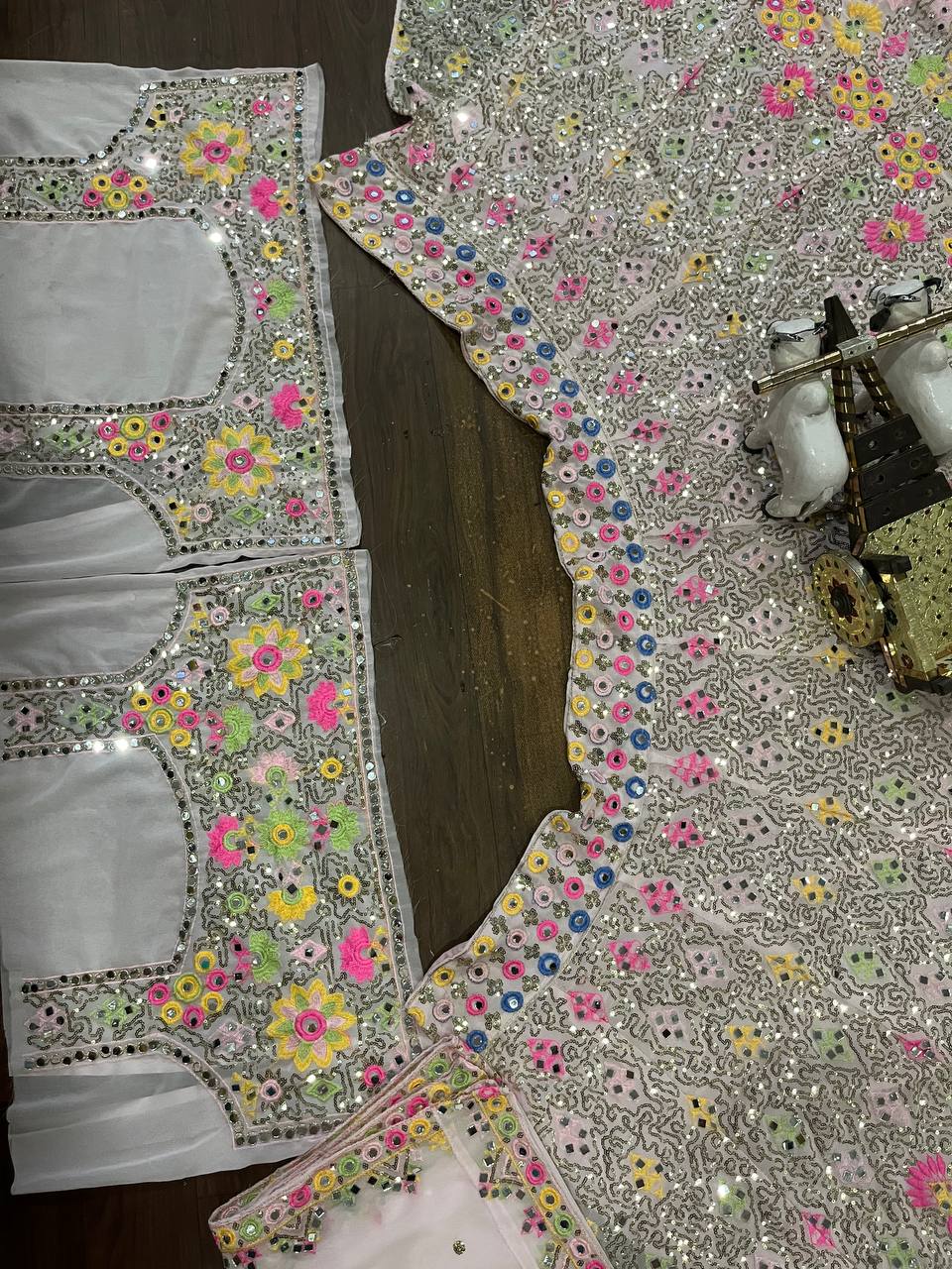 Pastel Mirror Bloom Embroidered Net Lehenga Choli
