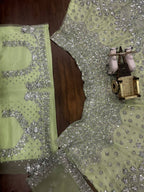 Mint Silver Radiance Mirror Embroidered Lehenga Choli