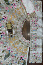 White Net Lehenga Choli with Colorful Peacock & Floral Embroidery