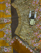 Mustard Yellow Soft Net Lehenga Choli with Heavy Multicolor Embroidery & Mirror Work