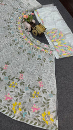 Sky Blue Soft Net Lehenga Choli with Floral Embroidery & Sequins